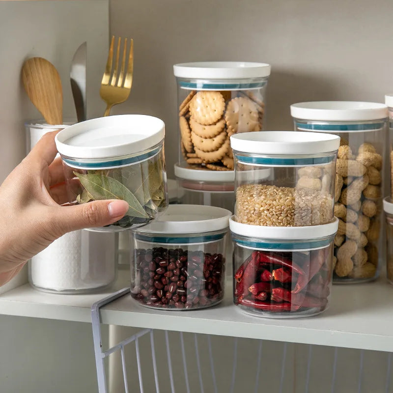 Pote selado para armazenamento de cozinha, recipiente transparente de qualidade alimentar, pote para armazenamento de grãos diversos
