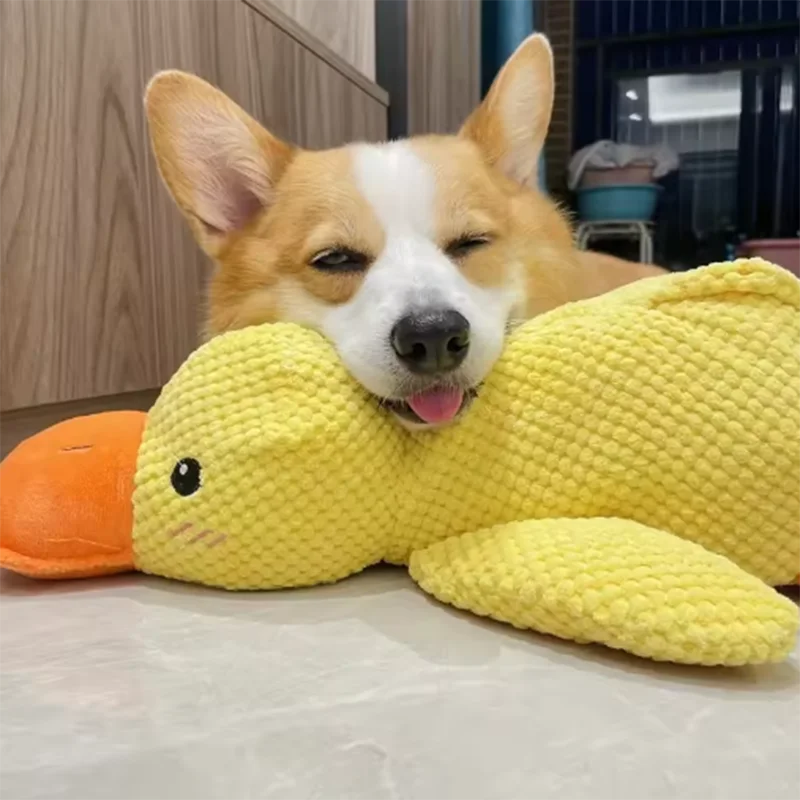 Brinquedo fofo para cachorro, pato pisoteador, resistente a mordidas, entretenimento interativo para cachorro, brinquedo de pelúcia antitédio para filhotes