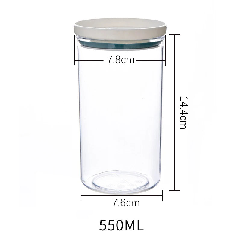 Pote selado para armazenamento de cozinha, recipiente transparente de qualidade alimentar, pote para armazenamento de grãos diversos