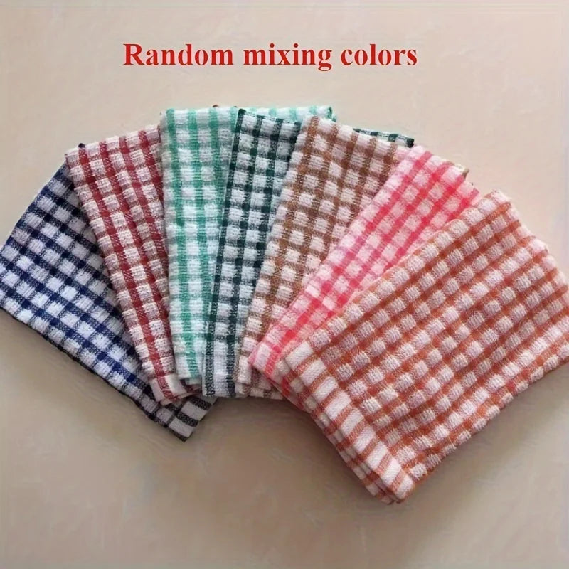 Panos de prato absorventes xadrez - panos de limpeza de cozinha reutilizáveis em cores sortidas (vermelho, azul, laranja, amarelo, verde) - 5 peças