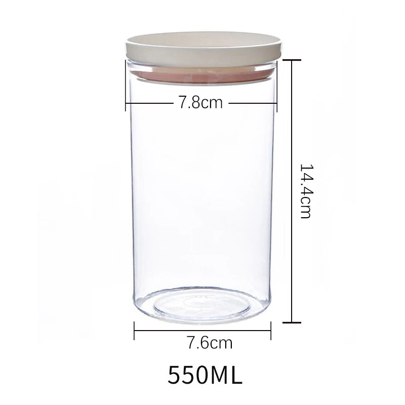 Pote selado para armazenamento de cozinha, recipiente transparente de qualidade alimentar, pote para armazenamento de grãos diversos