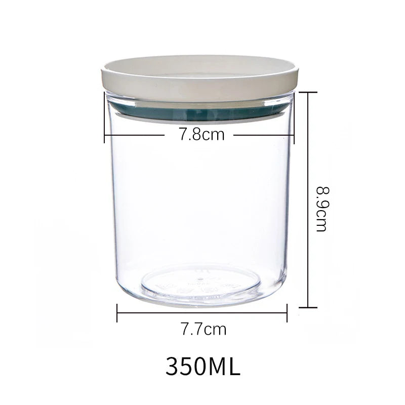 Pote selado para armazenamento de cozinha, recipiente transparente de qualidade alimentar, pote para armazenamento de grãos diversos