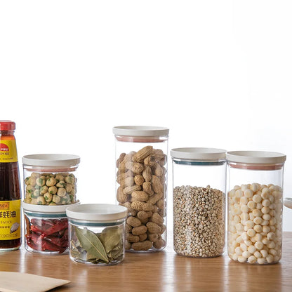 Pote selado para armazenamento de cozinha, recipiente transparente de qualidade alimentar, pote para armazenamento de grãos diversos