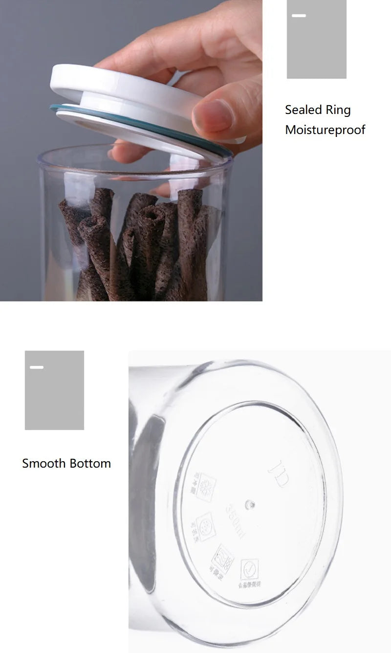 Pote selado para armazenamento de cozinha, recipiente transparente de qualidade alimentar, pote para armazenamento de grãos diversos