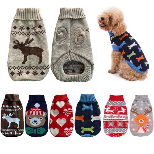 Suéter quente para cachorro de estimação, roupas de inverno para cães pequenos e médios, casaco de malha para filhotes, gatos, chihuahuas, buldogues franceses, fantasias de yorkshire
