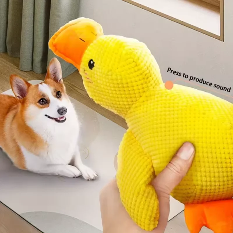 Brinquedo fofo para cachorro, pato pisoteador, resistente a mordidas, entretenimento interativo para cachorro, brinquedo de pelúcia antitédio para filhotes