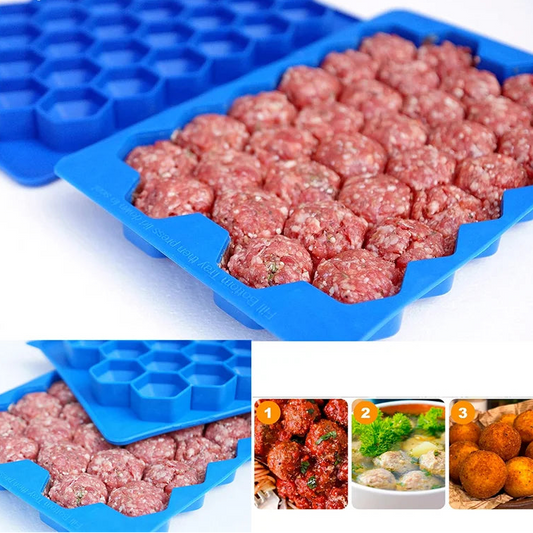 Molde de silicone para almôndegas com 37 grades e tampa, acessórios de cozinha