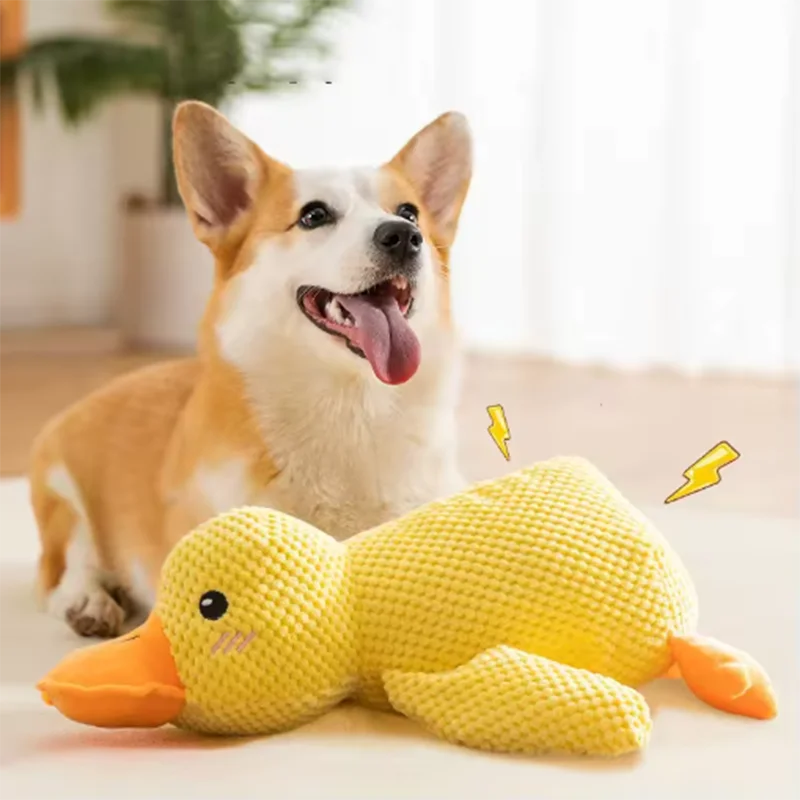 Brinquedo fofo para cachorro, pato pisoteador, resistente a mordidas, entretenimento interativo para cachorro, brinquedo de pelúcia antitédio para filhotes