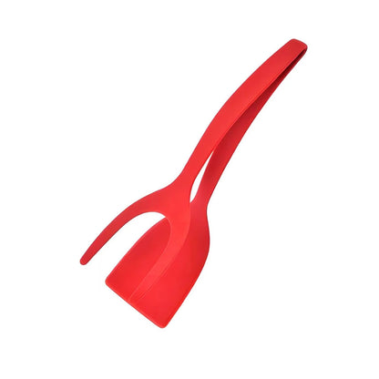 Nova espátula 2 em 1 com pegador, espátula para virar ovos, revestimento antiaderente de nylon, ferramenta para fazer panquecas, peixes, torradas e omeletes
