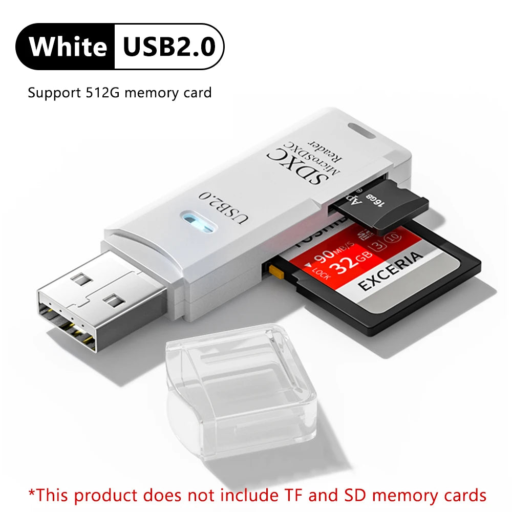 Leitor de cartão USB 3.0 2 em 1, leitor de cartão Micro TF SD, adaptador USB, leitor de cartão de memória TF de alta velocidade para PC