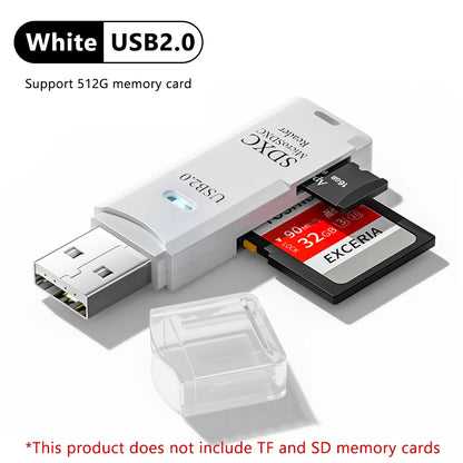Leitor de cartão USB 3.0 2 em 1, leitor de cartão Micro TF SD, adaptador USB, leitor de cartão de memória TF de alta velocidade para PC
