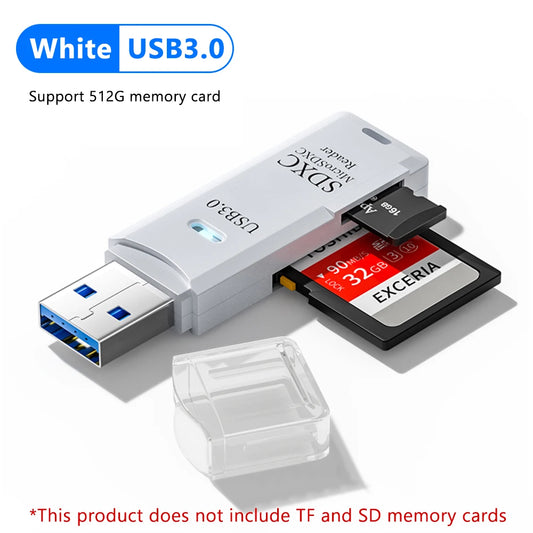 Leitor de cartão USB 3.0 2 em 1, leitor de cartão Micro TF SD, adaptador USB, leitor de cartão de memória TF de alta velocidade para PC