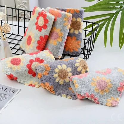Panos de limpeza de cozinha, panos de prato macios e absorventes, lã coral, girassol, toalhas de limpeza, panos de limpeza doméstica 30x30 cm - 4 peças