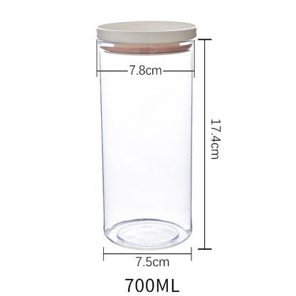 Pote selado para armazenamento de cozinha, recipiente transparente de qualidade alimentar, pote para armazenamento de grãos diversos