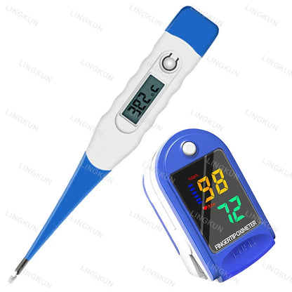 Oxímetro com clipe de dedo, termômetro eletrônico medição de temperatura da axila, oral, uso doméstico, adultos e crianças
