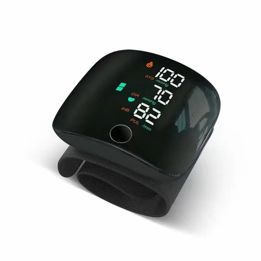 Monitor de pressão arterial de pulso LED, recarregável, com transmissão de voz em português, esfigmomanômetro