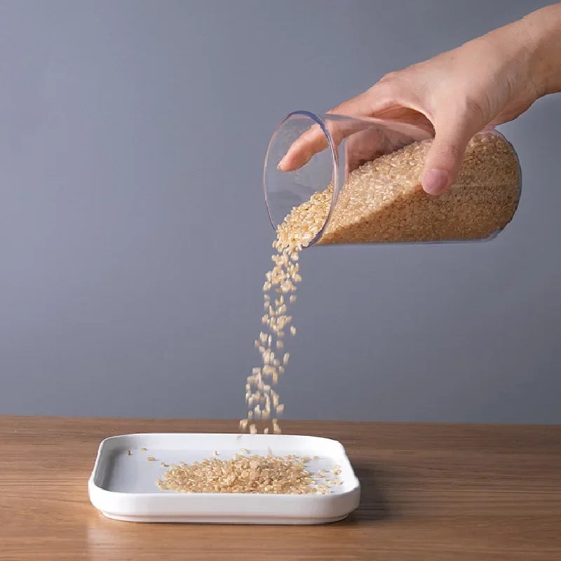 Pote selado para armazenamento de cozinha, recipiente transparente de qualidade alimentar, pote para armazenamento de grãos diversos