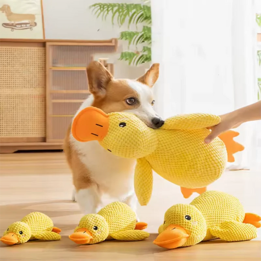 Brinquedo fofo para cachorro, pato pisoteador, resistente a mordidas, entretenimento interativo para cachorro, brinquedo de pelúcia antitédio para filhotes