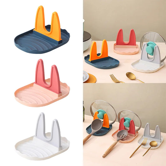 Suporte para tampa de panela, colheres, descanso para tampa de panela, suporte para espátula para utensílios de cozinha, ferramentas e acessórios, organizador de fogão