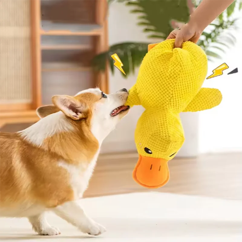 Brinquedo fofo para cachorro, pato pisoteador, resistente a mordidas, entretenimento interativo para cachorro, brinquedo de pelúcia antitédio para filhotes