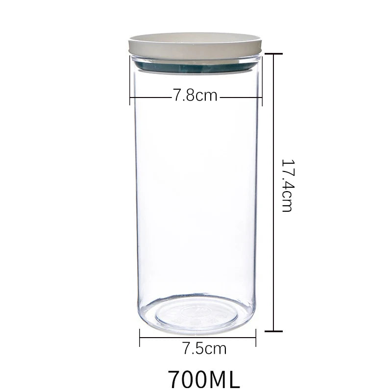 Pote selado para armazenamento de cozinha, recipiente transparente de qualidade alimentar, pote para armazenamento de grãos diversos