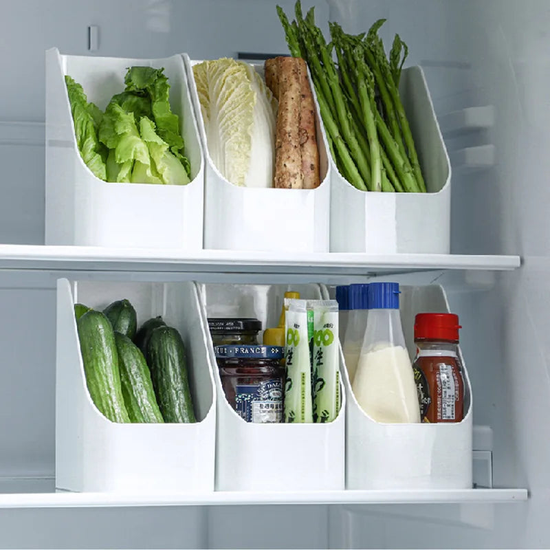 Caixas organizadoras para armazenamento de alimentos, suporte para artigos diversos, abertura inclinada, classificação, armazenamento de plástico para geladeira