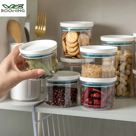Pote selado para armazenamento de cozinha, recipiente transparente de qualidade alimentar, pote para armazenamento de grãos diversos