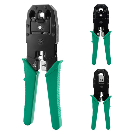 Conjunto de ferramentas para crimpagem de LAN RJ45, descascador de cabos Ethernet, ferramenta de perfuração, conectores RJ45 RJ11, conjunto de reparo de cabos 12 em 1